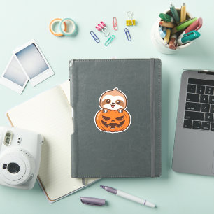 Cute Sloth with Pumpkin Halloween Cartoon Vector I