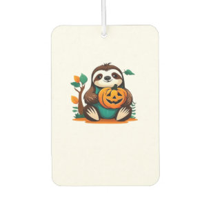 Cute Sloth with Pumpkin Halloween Cartoon Vector I Car Air Freshener