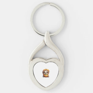 Cute Sloth with Pumpkin Halloween Cartoon Vector I Key Ring