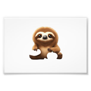 Cute Sloth with Pumpkin Halloween Cartoon Vector I Photo Print