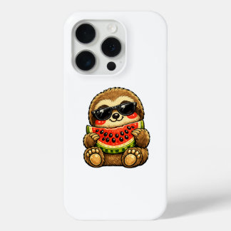 Cute Sloth with Watermelon iPhone 15 Pro Case