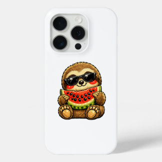 Cute Sloth with Watermelon iPhone 15 Pro Case