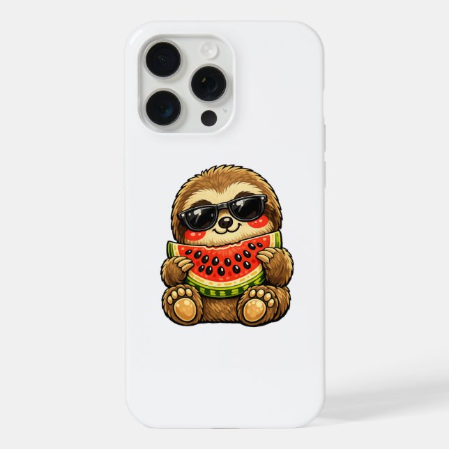 Cute Sloth with Watermelon iPhone Case (Back)