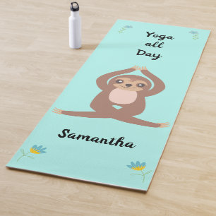 Cute Sloth Yoga all Day (both sides) Personalised Yoga Mat