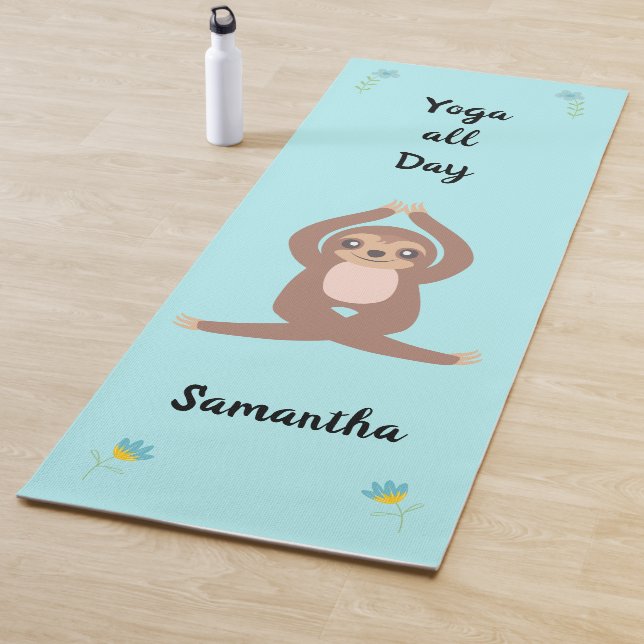 Cute Sloth Yoga All Day Personalised (single side) Yoga Mat (In Situ)