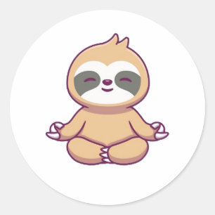 Cute Sloth Yoga Classic Round Sticker