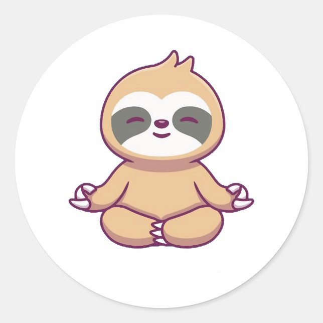 Cute Sloth Yoga Classic Round Sticker (Front)