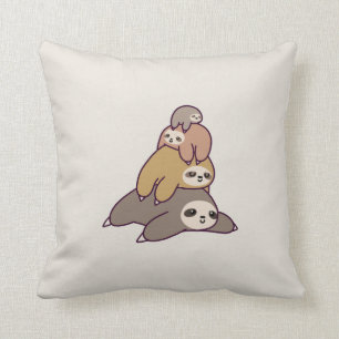 Cute Sloths Background Cushion