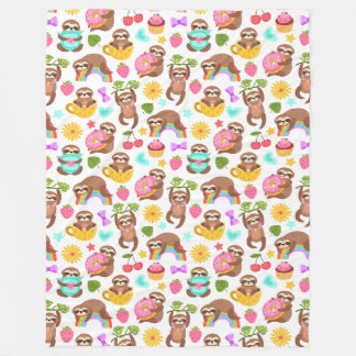 Cute Sloths Fleece Blanket
