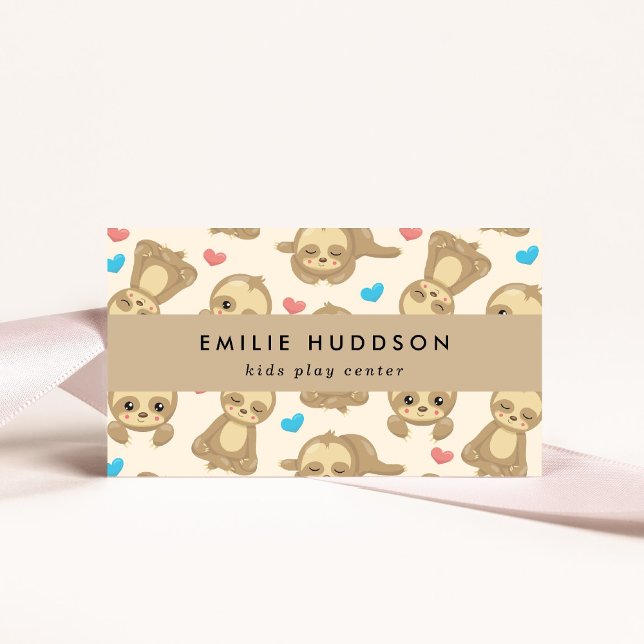 Cute Sloths, Kids Play Centre, Activity Centre Business Card (Creator Uploaded)