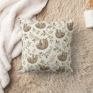 Cute Sloths on Vines Cushion