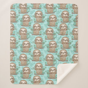 Cute Sloths Sherpa Blanket