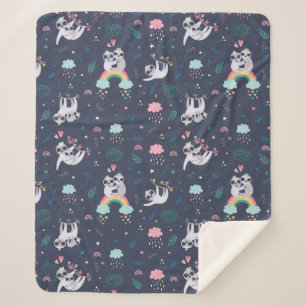 Cute Sloths Sherpa Blanket