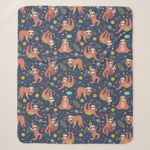 Cute Sloths Sherpa Blanket