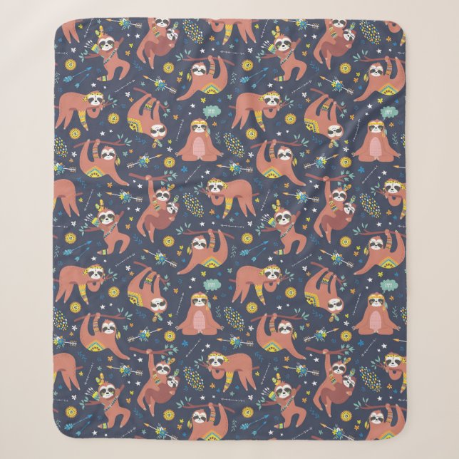 Cute Sloths Sherpa Blanket (Front)
