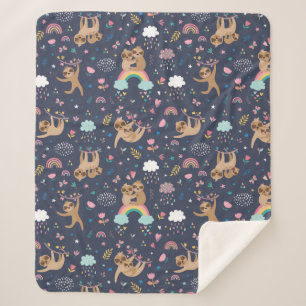 Cute Sloths Sherpa Blanket