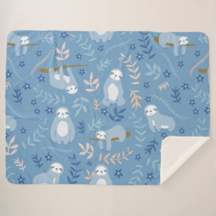 Cute Sloths Sherpa Blanket