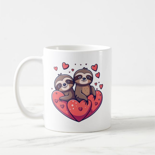 Cute Sloths Valentine  Coffee Mug (Left)