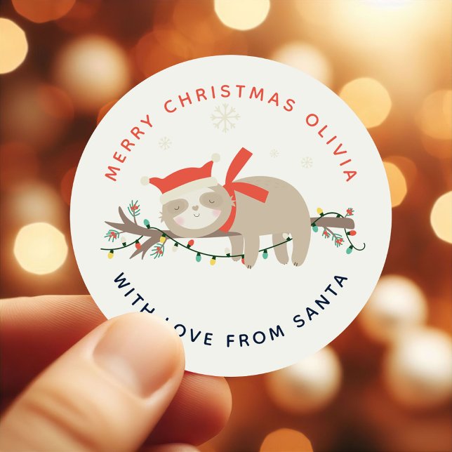 Cute Slothy 1st Christmas Kids Classic Round Sticker (Creator Uploaded)