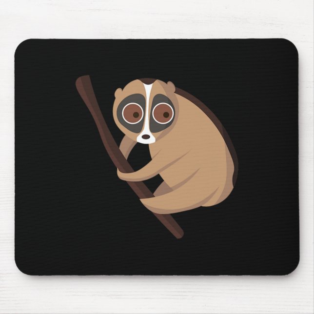 Cute Slow Loris Climbing A Branch  Mouse Pad (Front)