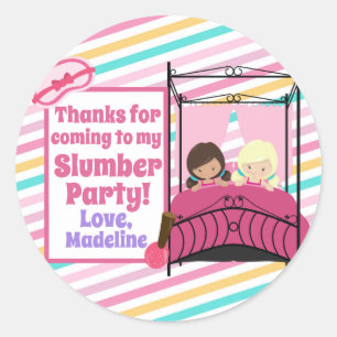 Cute Slumber Party Birthday Thank You Classic Round Sticker