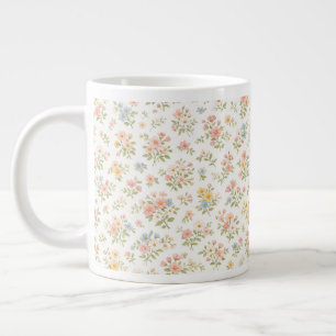Cute Small Ditsy Floral Seamless Pattern Large Coffee Mug