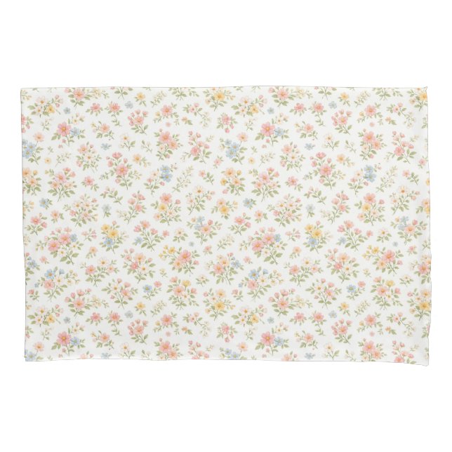 Cute Small Ditsy Floral Seamless Pattern Pillowcase (Front-Left)