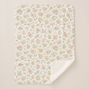 Cute Small Ditsy Floral Seamless Pattern Sherpa Blanket
