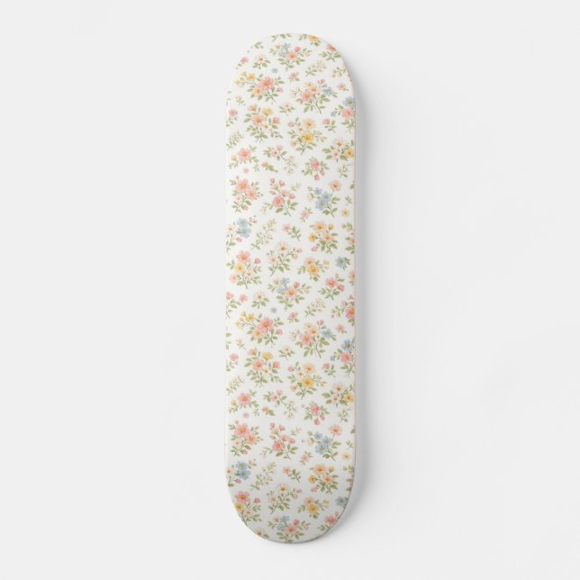 Cute Small Ditsy Floral Seamless Pattern Skateboard (Front)