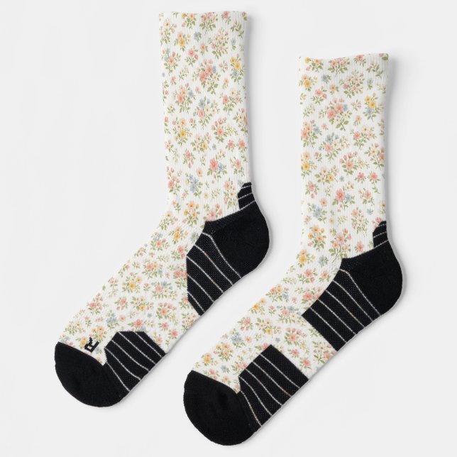 Cute Small Ditsy Floral Seamless Pattern Socks (Left)