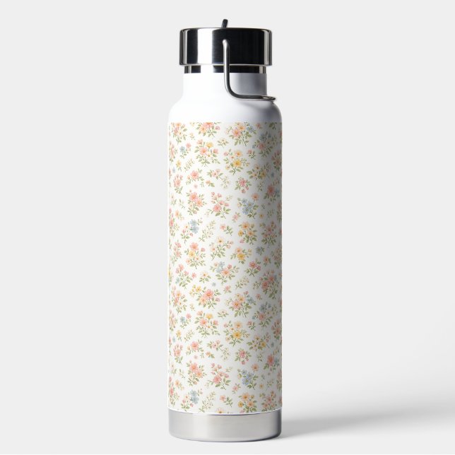 Cute Small Ditsy Floral Seamless Pattern Water Bottle (Left)