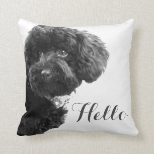 Cute Small Dog Puppy Toy Poodle Hello Custom Cushion