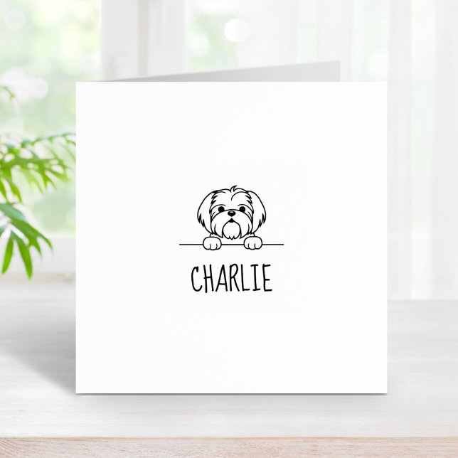 Cute Small Dog Shih Tzu Custom Name Rubber Stamp (Creator Uploaded)