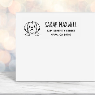 Cute Small Dog Shih Tzu Return Address Self-inking Stamp