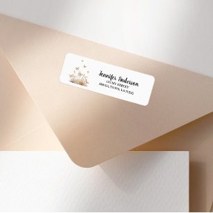 Cute Small Floral Butterfly Address Label Return Address Label