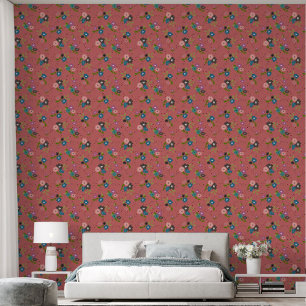 Cute Small Flower Cluster on Vintage Pink Wallpaper