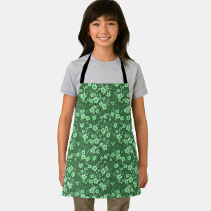 Cute small green floral summer pattern apron
