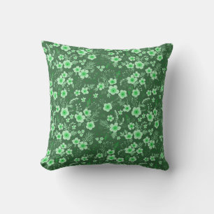 Cute small green floral summer pattern cushion