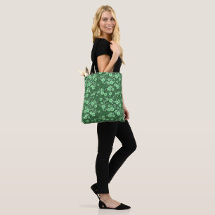 Cute small green floral summer pattern tote bag