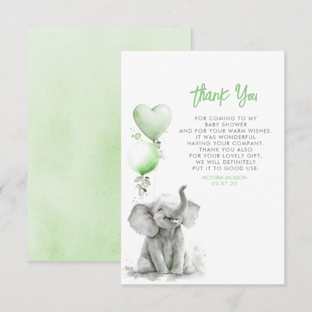 Cute Small Little Baby Elephant Thank You (Front/Back)
