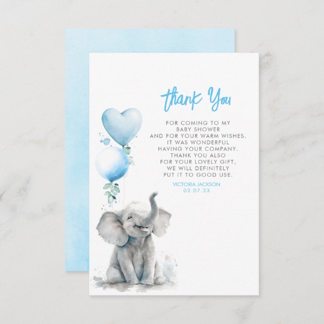 Cute Small Little Baby Elephant Thank You (Front/Back)