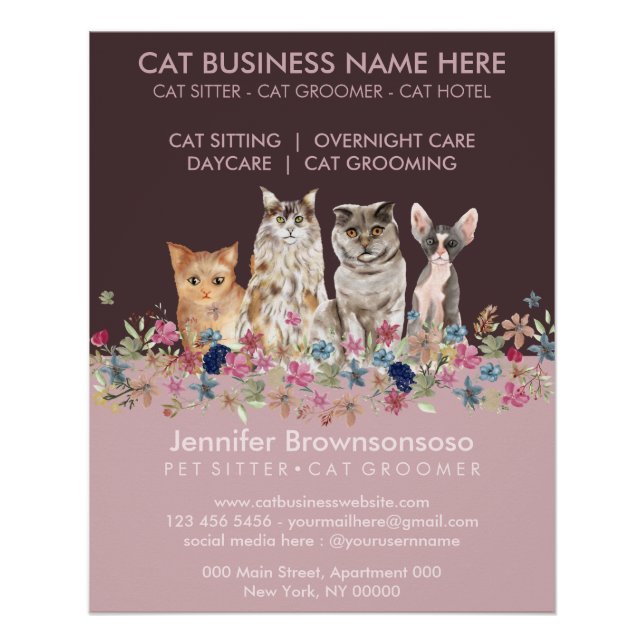 Cute Small Pink Cats Poster (Front)