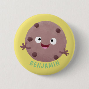Cute smart chocolate chip cookie cartoon 6 cm round badge