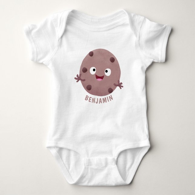 Cute smart chocolate chip cookie cartoon baby bodysuit (Front)