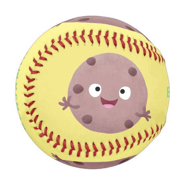 Cute smart chocolate chip cookie cartoon  baseball (Front Left)