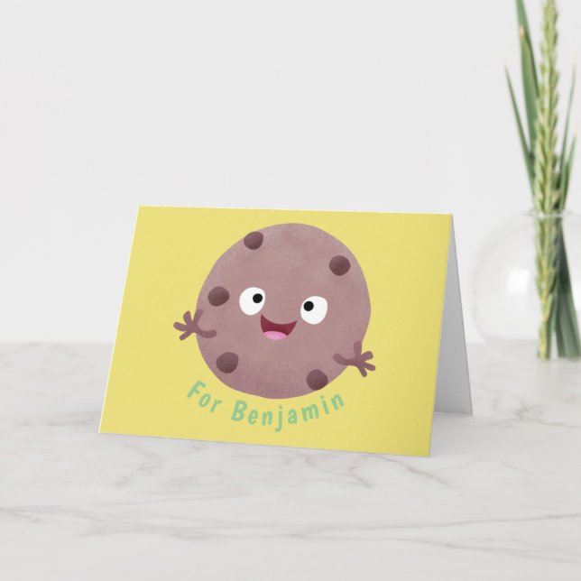 Cute smart chocolate chip cookie cartoon card (Front)