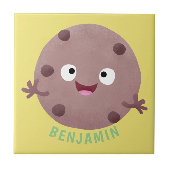 Cute smart chocolate chip cookie cartoon ceramic tile (Front)
