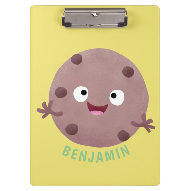 Cute smart chocolate chip cookie cartoon clipboard (Front)