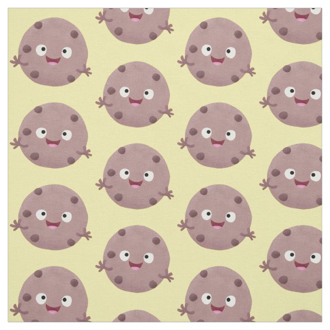 Cute smart chocolate chip cookie cartoon fabric (Swatch)