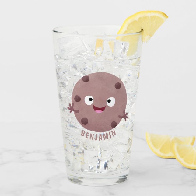 Cute smart chocolate chip cookie cartoon glass (Back Ice)